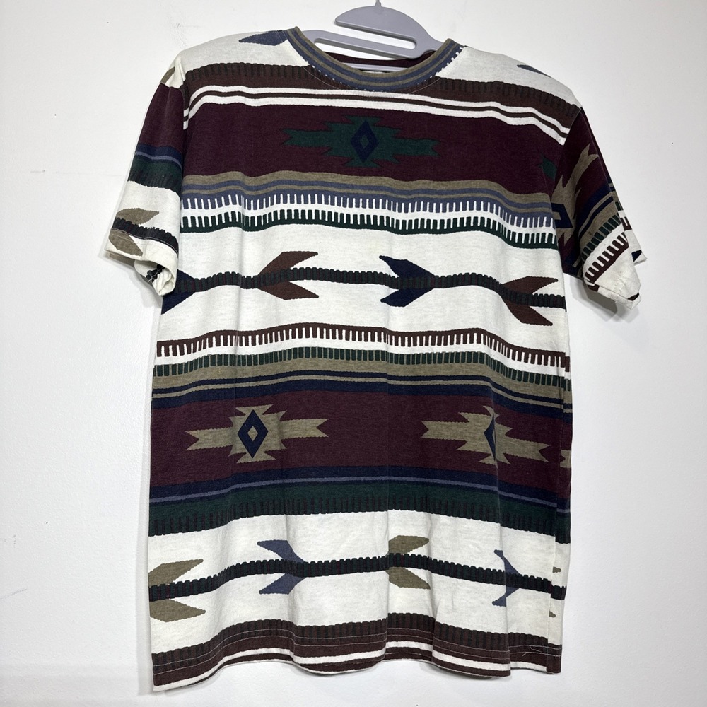 VTG South West Sportswear Shirt Womens M Maroon Green Padded‎ Shoulder USA Made